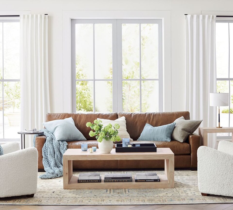 Turner Square Arm Leather Sofa Pottery Barn Australia